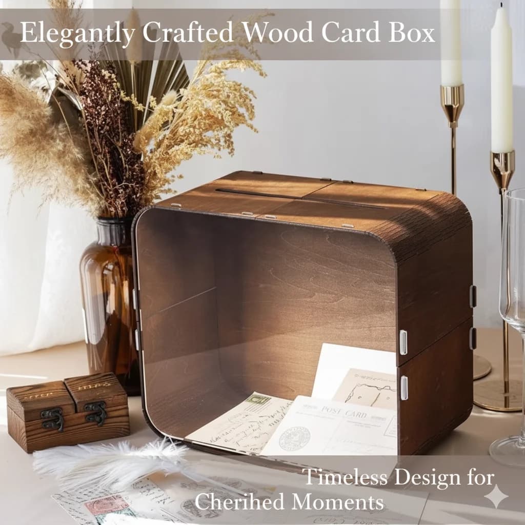Wooden Wedding Card Box With Acrylic Window Rustic DIY Assemble Money Gift Card Holder For Wedding Party Reception Decor