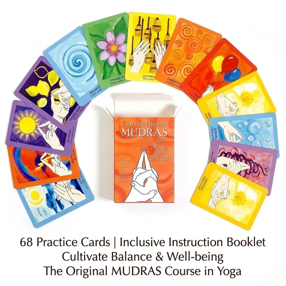 Mazzo di carte Yoga Mudra da 68 carte (10,3 x 7,5 cm), edizione inglese, carte oracolo curative, adatte per la pratica del yoga, la meditazione e il benessere