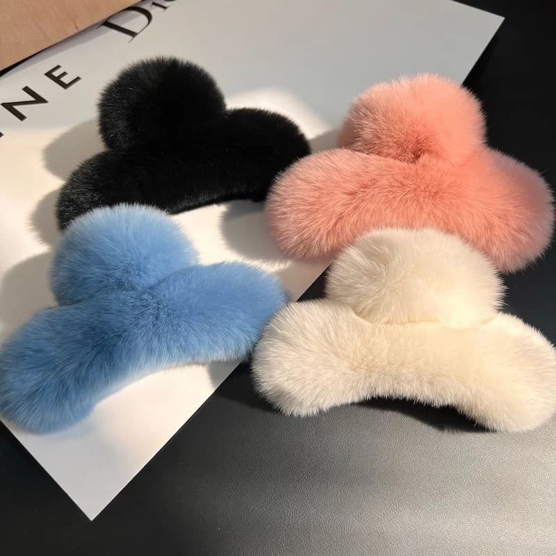 Inverno pelliccia sintetica capelli artiglio coniglio capelli forcine peluche fermaglio per capelli Barrette granchio copricapo per le donne ragazze accessori per capelli