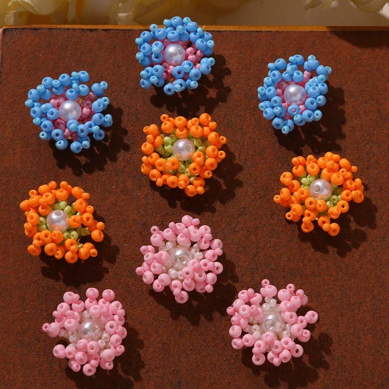 Shoe Charm 1 Piece Premium Colorful Pearl Seed Bead Flower Cluster DIY for Clear Jelly Clogs Princess Korean Style
