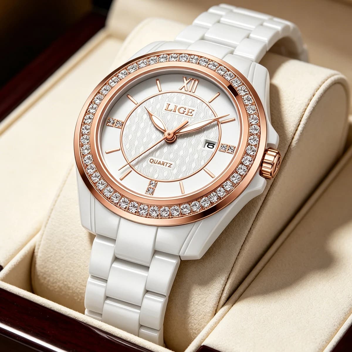 Orologio di Lusso LIGE per Donna, Impermeabile, Luminoso, con Data, al Quarzo, Regalo per Natale e San Valentino