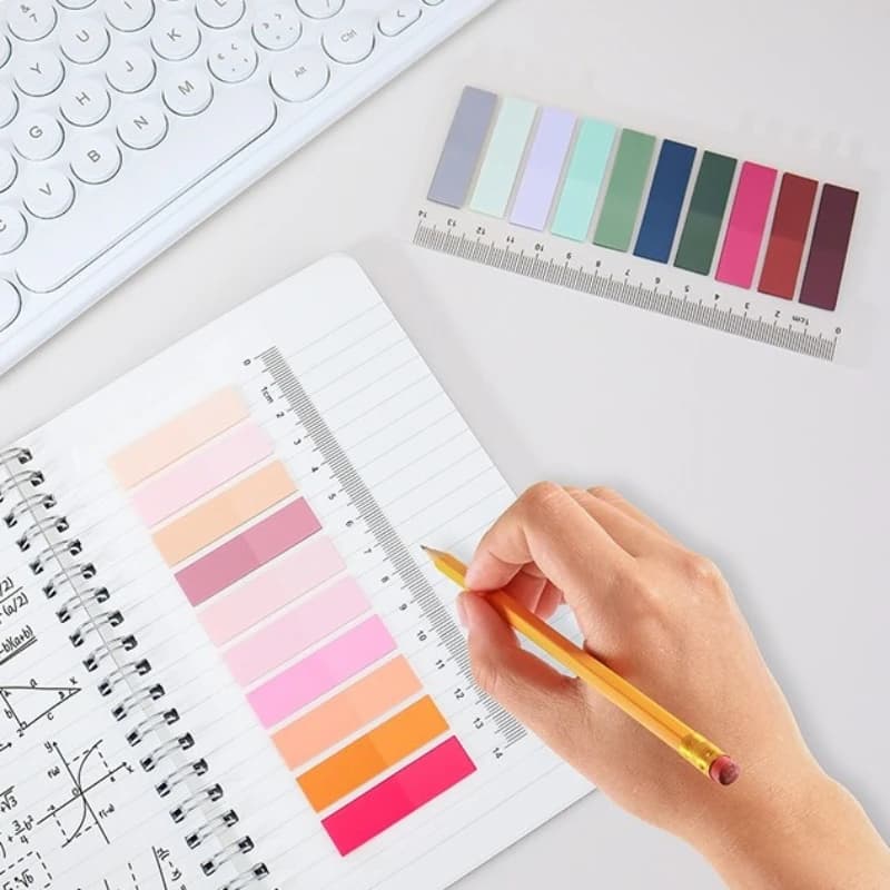 Adesivi Trasparenti PET con Indici a Cartone Animato, Segnapagina Adesivi Riutilizzabili, Blocco Note Colorato, Evidenziatori per Studenti, Scuola e Ufficio