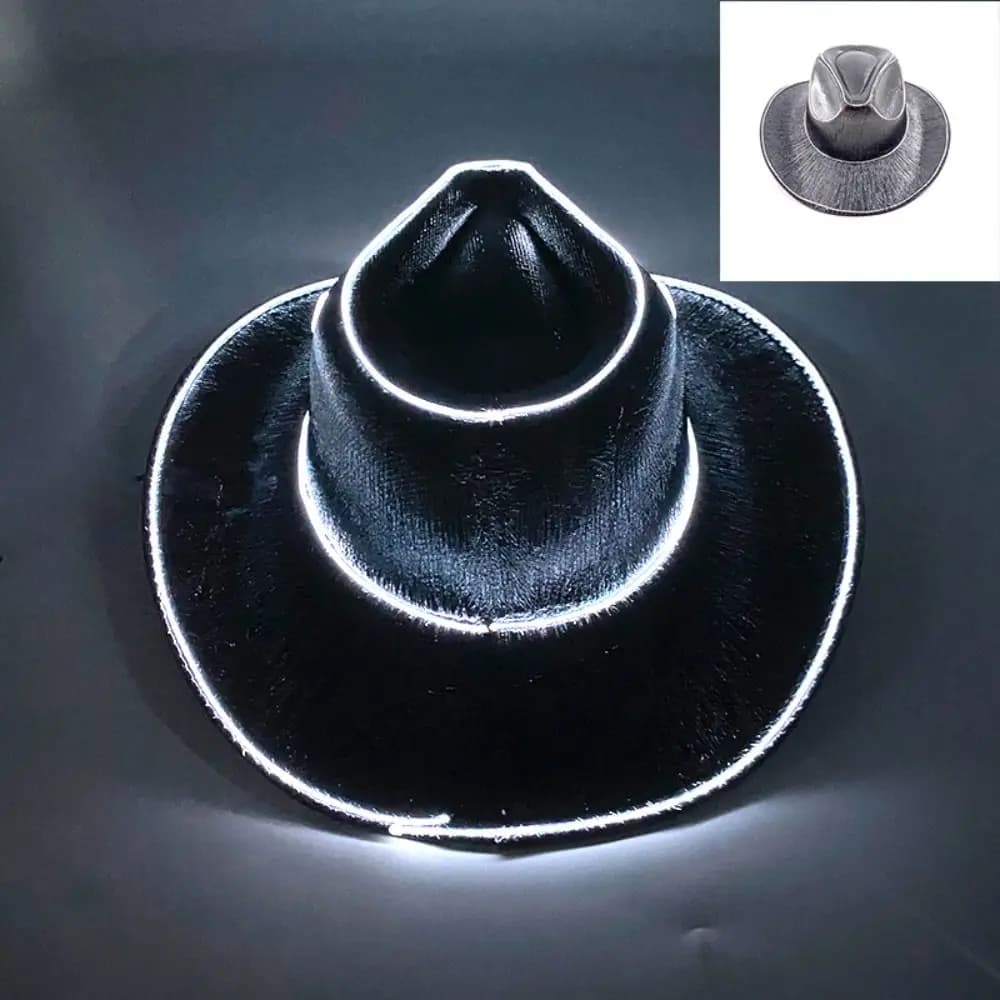 Cappelli di Halloween Neon Perlescenti, Cappelli da Cowboy Luminosi a LED con Paillettes per Feste Cosplay, Cappello da Cowboy Occidentale alla Moda che si Illumina al Buio