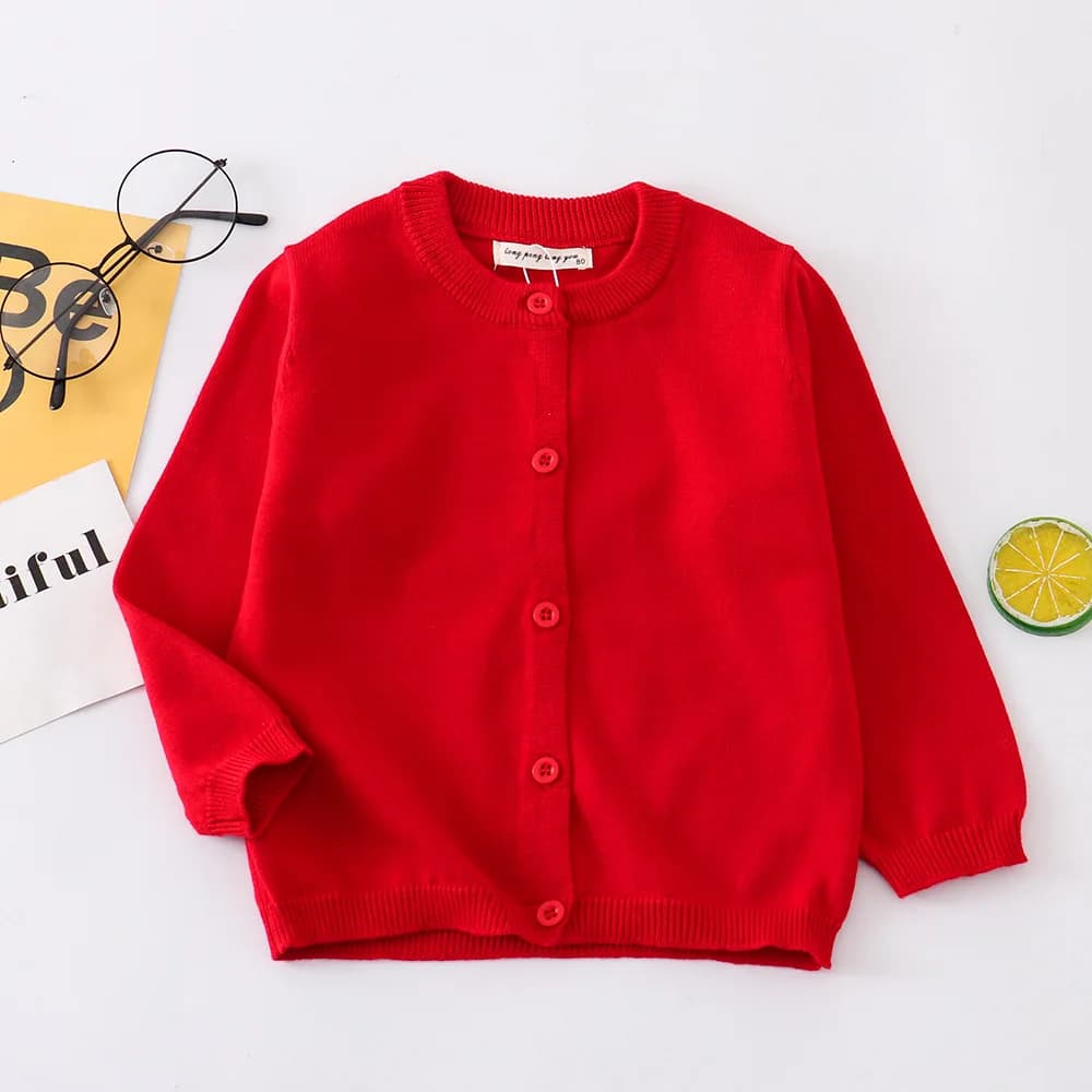 Cardigan maglione rosso per bambini Vestiti per bambini Cardigan scolastico per bambina in cotone Maglieria per ragazze coreane Abbigliamento infantile Bebe