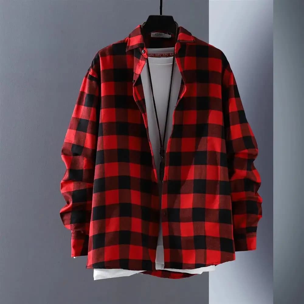 2025 New Plaid Shirt Men's Spring Summer Autumn Thin Long Sleeve Loose Youth Casual Shirt Jacket Checkered Pattern Button up