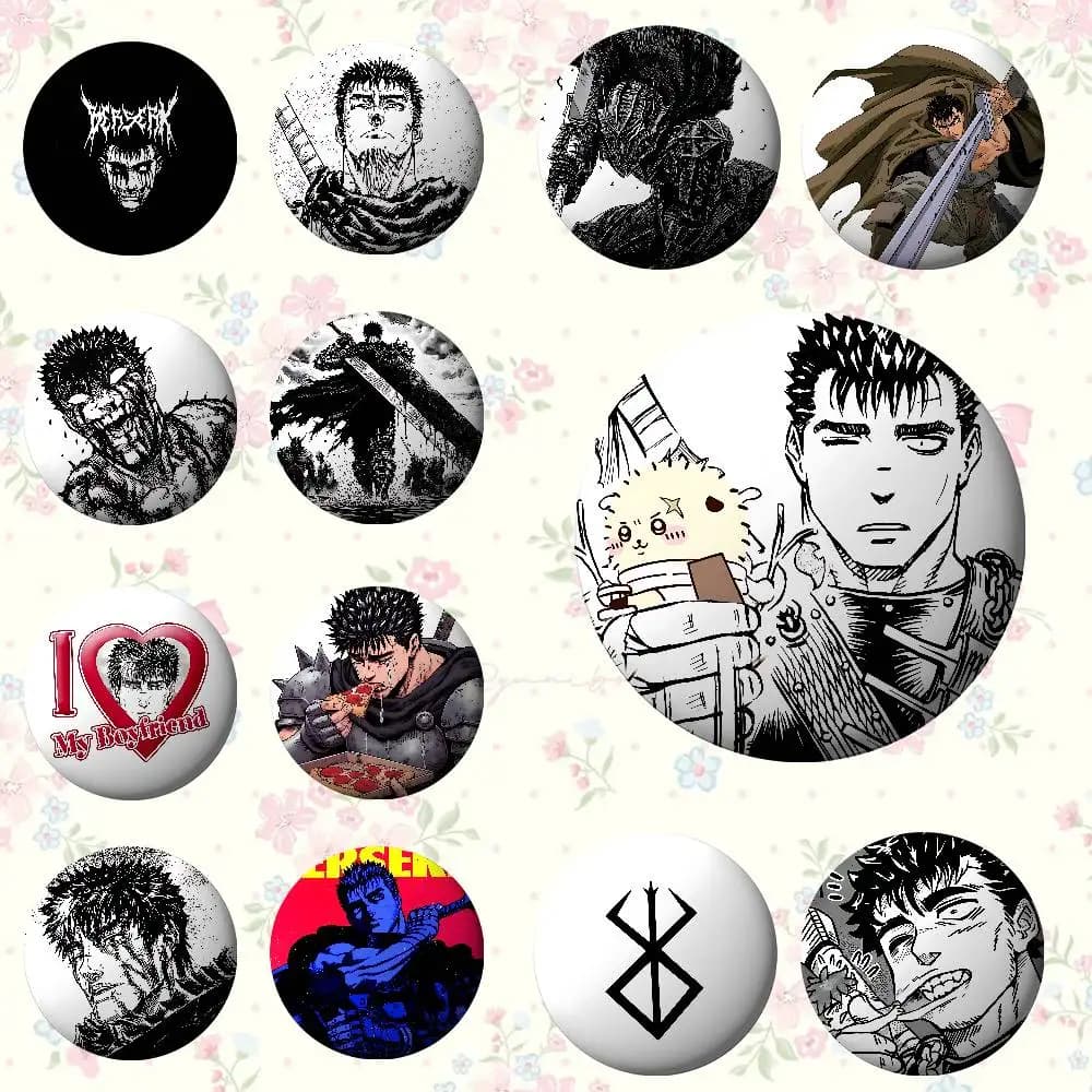 Soft Woven Metal Pin/Badge with Anime Berserk pattern, hat accessory, bags and turns
