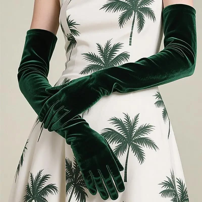 1 Pair Women's Fluffy Elegant Velvet Solid 53cm Long Gloves Full Finger Evening Dress Etiquette Stage Performance Party Gloves
