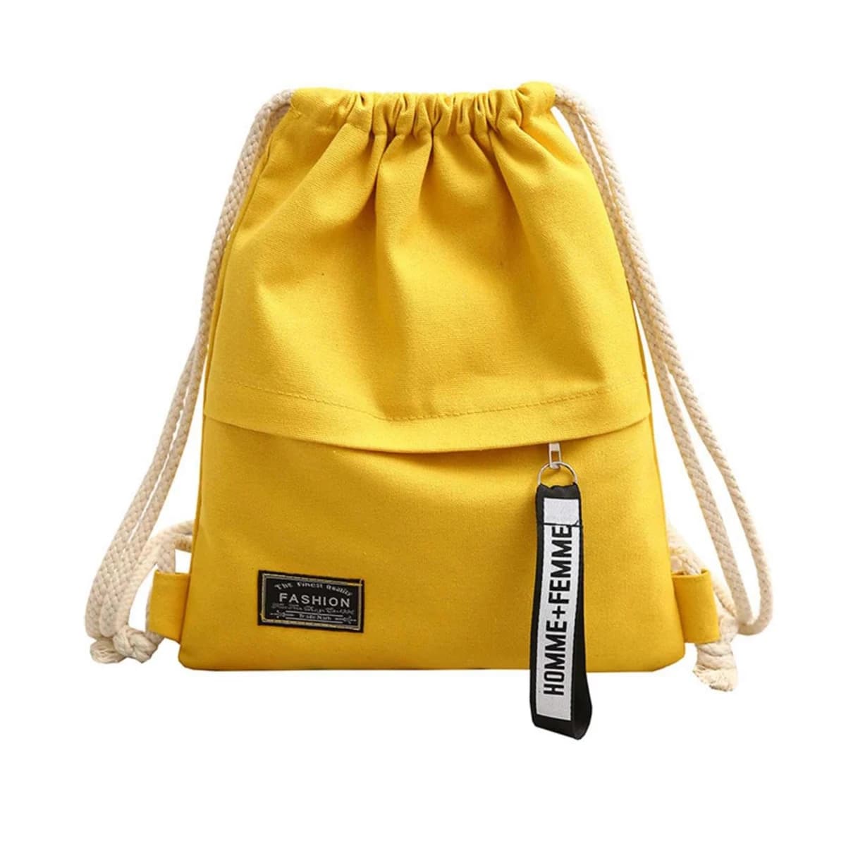 Zaino Scolastico in Tela con Doppia Tracolla e Coulisse, Borsa a Sacca Portatile Casual da Viaggio per Donna e Uomo - A-DH