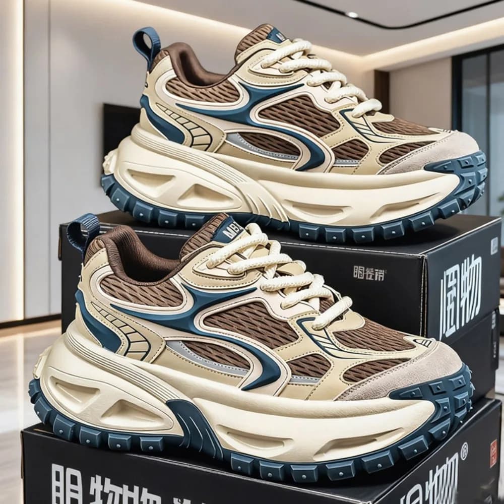 Sneakers Chunky 2026 da Uomo, Scarpe Sportive Classiche, Moda Casual in Pelle e Tessuto Traspirante, Scarpe da Tennis con Piattaforma Rialzata
