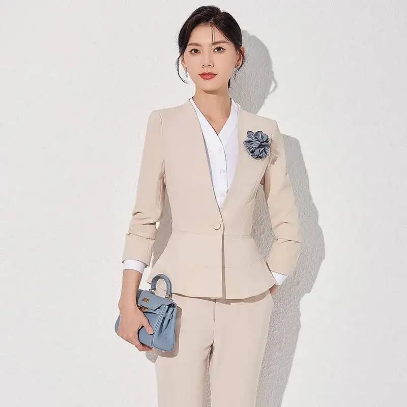 Formal Uniform Styles Women Business Work Wear Blazers Female Pantsuits Autumn Winter Professional Career Interview Trousers Set