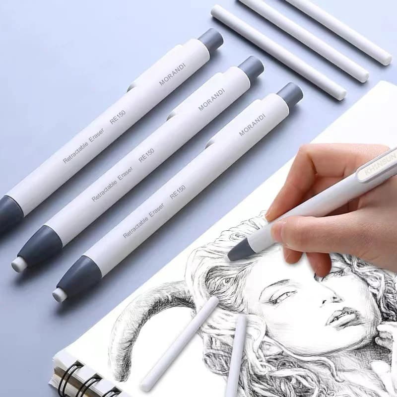Penna per cancellare con gomma da cancellare con nucleo sostituibile Gomma artistica retrattile e pushable per forniture di cancelleria per studenti e bambini
