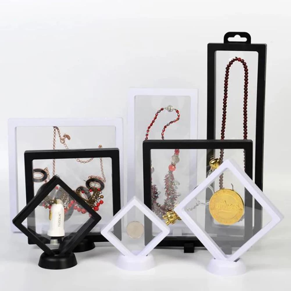 5/10pcs 3D cornice galleggiante Shadow Box espositore per gioielli supporto per ciondolo ad anello proteggi la custodia per presentazione in pietra di gioielli