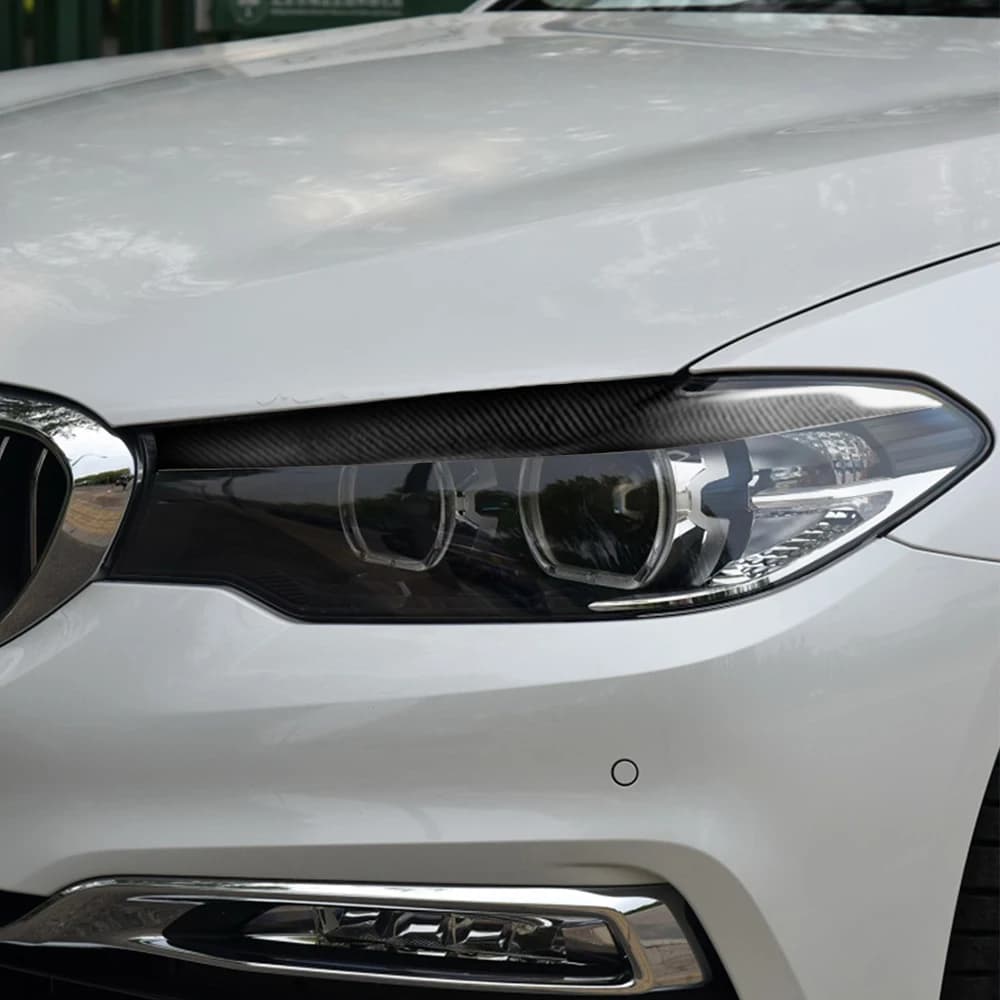 For BMW Series 5 G30 G38 528li 530li 540li Royal Dry Carbon Fiber Headlight Front Palpebra Eyebrow Cover Panel Trim Accessories Car