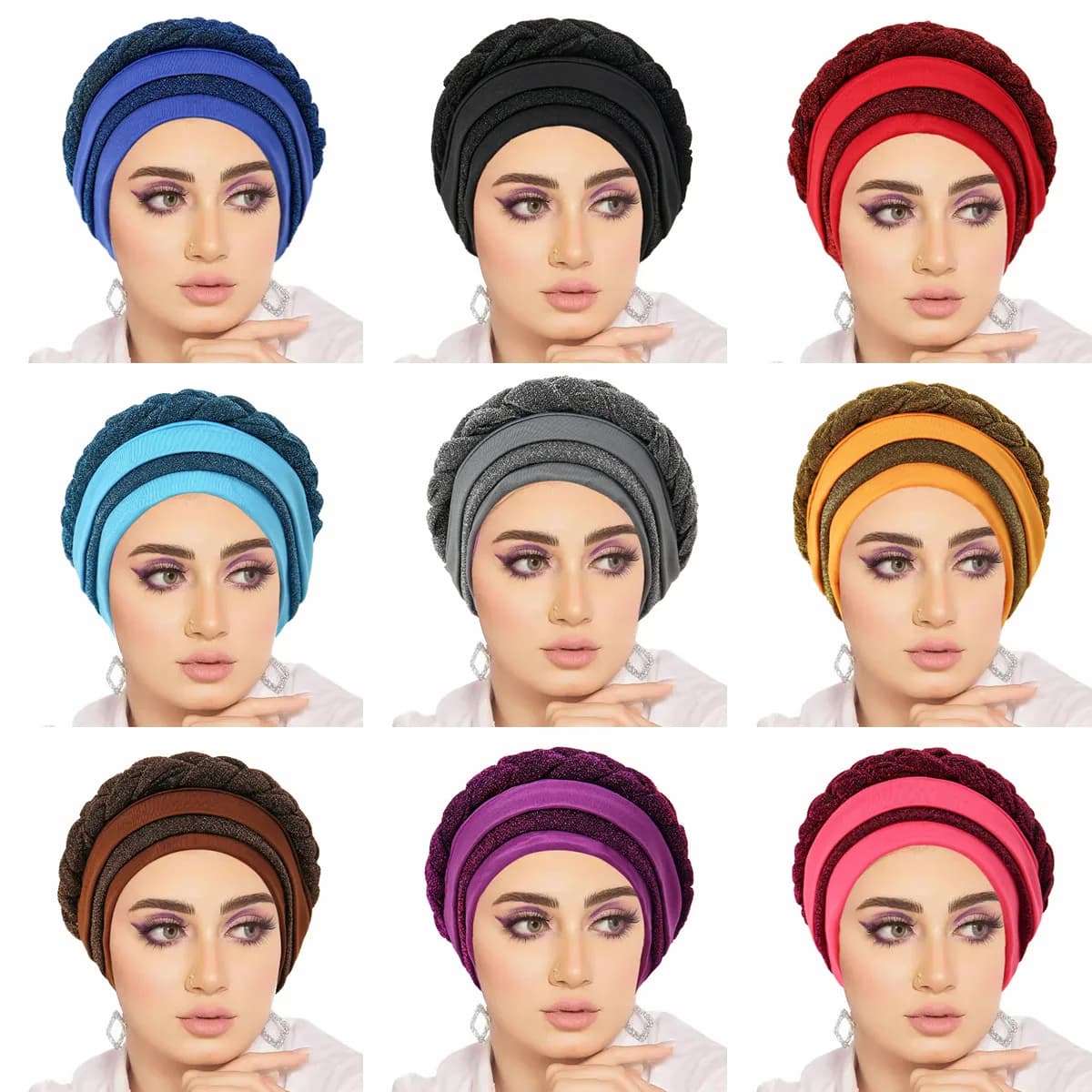 Nuove donne perdita di capelli treccia musulmana testa turbante copertura avvolgente cancro chemio cappello India glitter cofano berretti Skullies moda