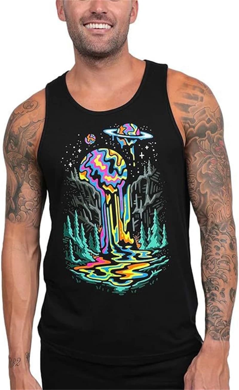 3D Black Graffiti Tank per uomo Summer Street Quick-dry Man Vest senza maniche girocollo Plus Size top 6XL canotte sportive