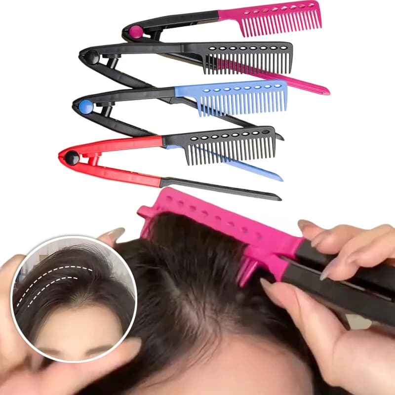 Spazzola stirante per capelli a V, pettine arricciacapelli, strumento per acconciature fai da te per uomo e donna, pettine professionale per lo styling di tutti i tipi di capelli naturali