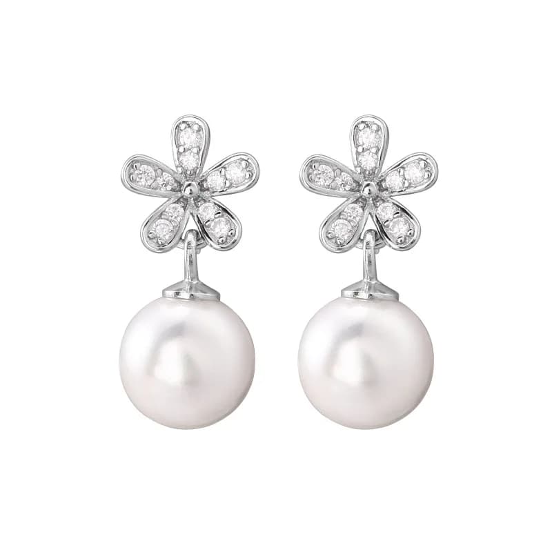 Orecchini in argento 925 zircone fiore perla elegante bella versatile orecchini da donna gioielli Pendientes Mujer JHE32