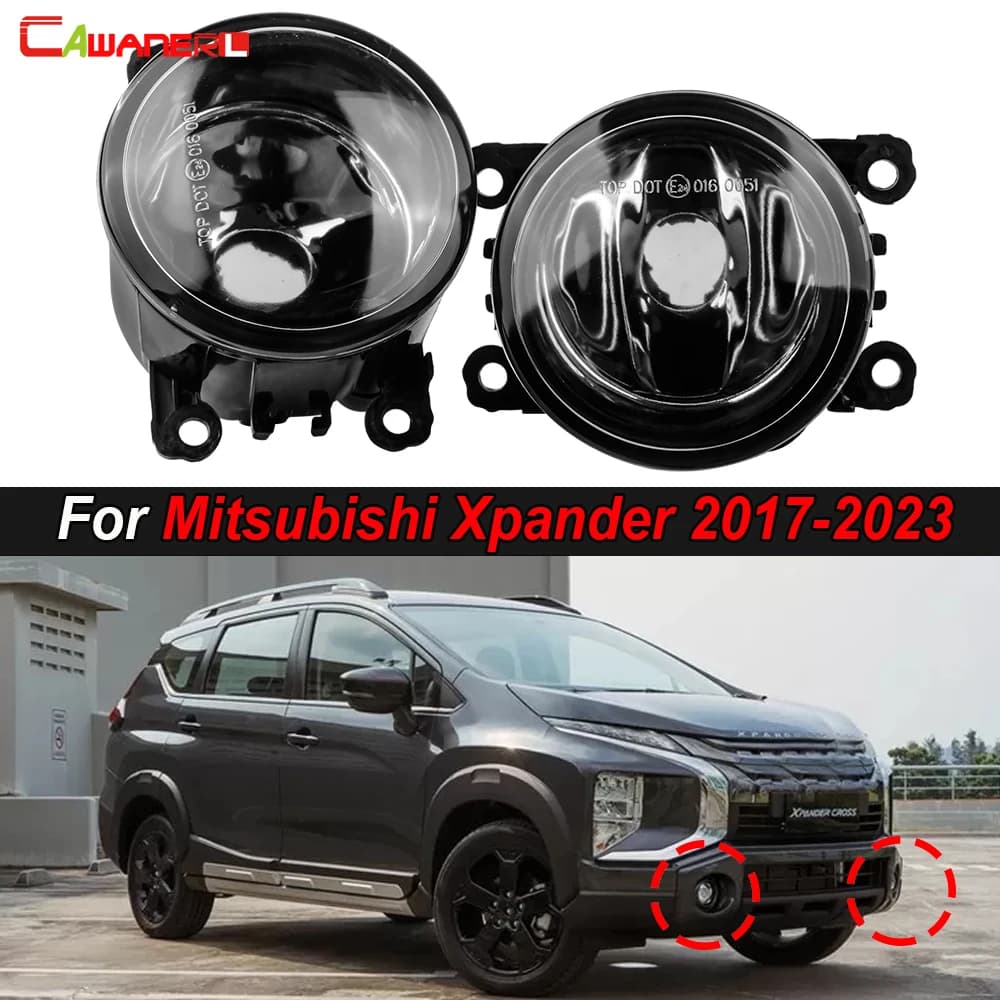 2 Pieces Car H11 Fog Light Assembly Daylight For Mitsubishi Xpander 2017-2023 Glass Lens Lampshade + 100W 55W Halogen LED Bulb