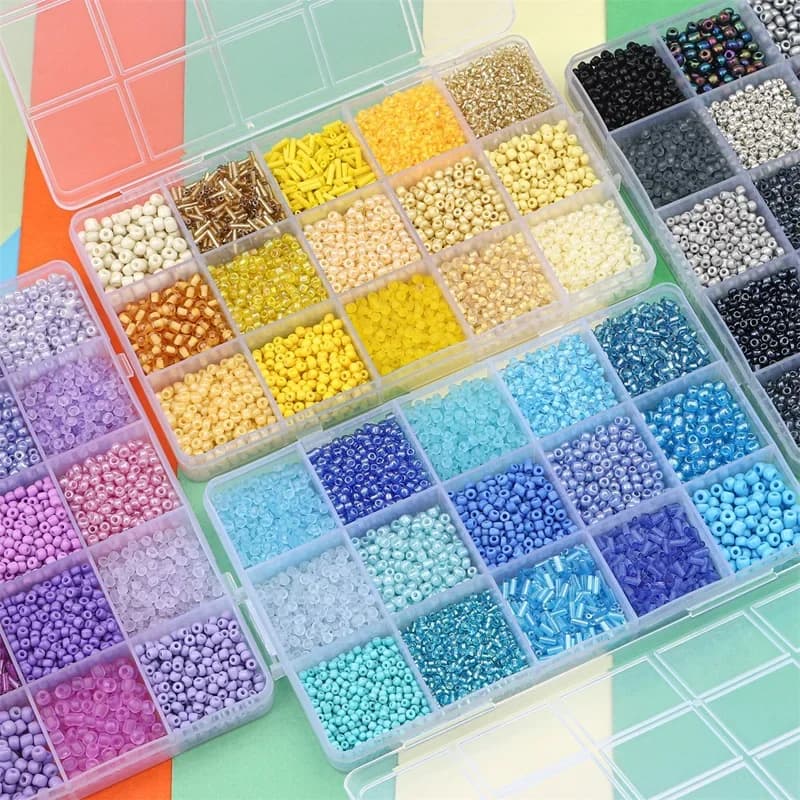 Kit per la creazione di gioielli con scatola di perline di vetro di cristallo con ceco fatto a mano fai-da-te per borsa, scarpe, indumenti, ricamo, set da cucito
