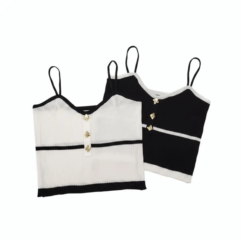 Casual Sleeveless Ribbed Knit Camisole Slim Underwear Tank Tops Undershirt Chest Halter Vest Corset for Women