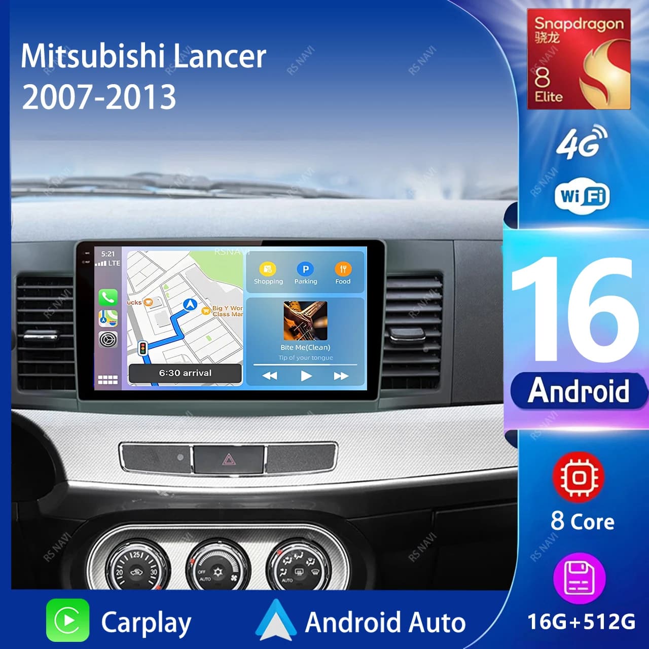 Android 16 Carplay Auto Car Radio Multimedia Player 2K For Mitsubishi Lancer 2007-2013 Screen Autoradio Stereo 2din Head Unit