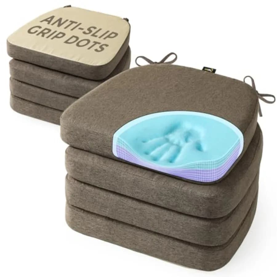 Cuscini per Sedia in Memory Foam con Gel Rinfrescante, Spessore 6,6 cm, a Forma di U, Doppio Strato Comfort, Cuscinetti Antiscivolo per Sedie da Pranzo con Ti
