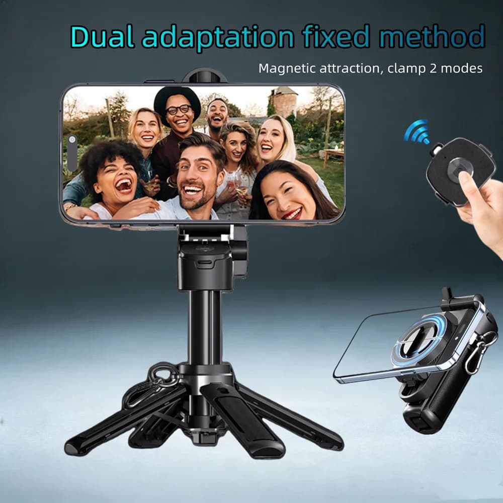 Pocket Mini Bluetooth Magnetic Selfie Stick Telescopic Multifunctional Tripod Stand for IPhone Android Magsafe Travel Monopod