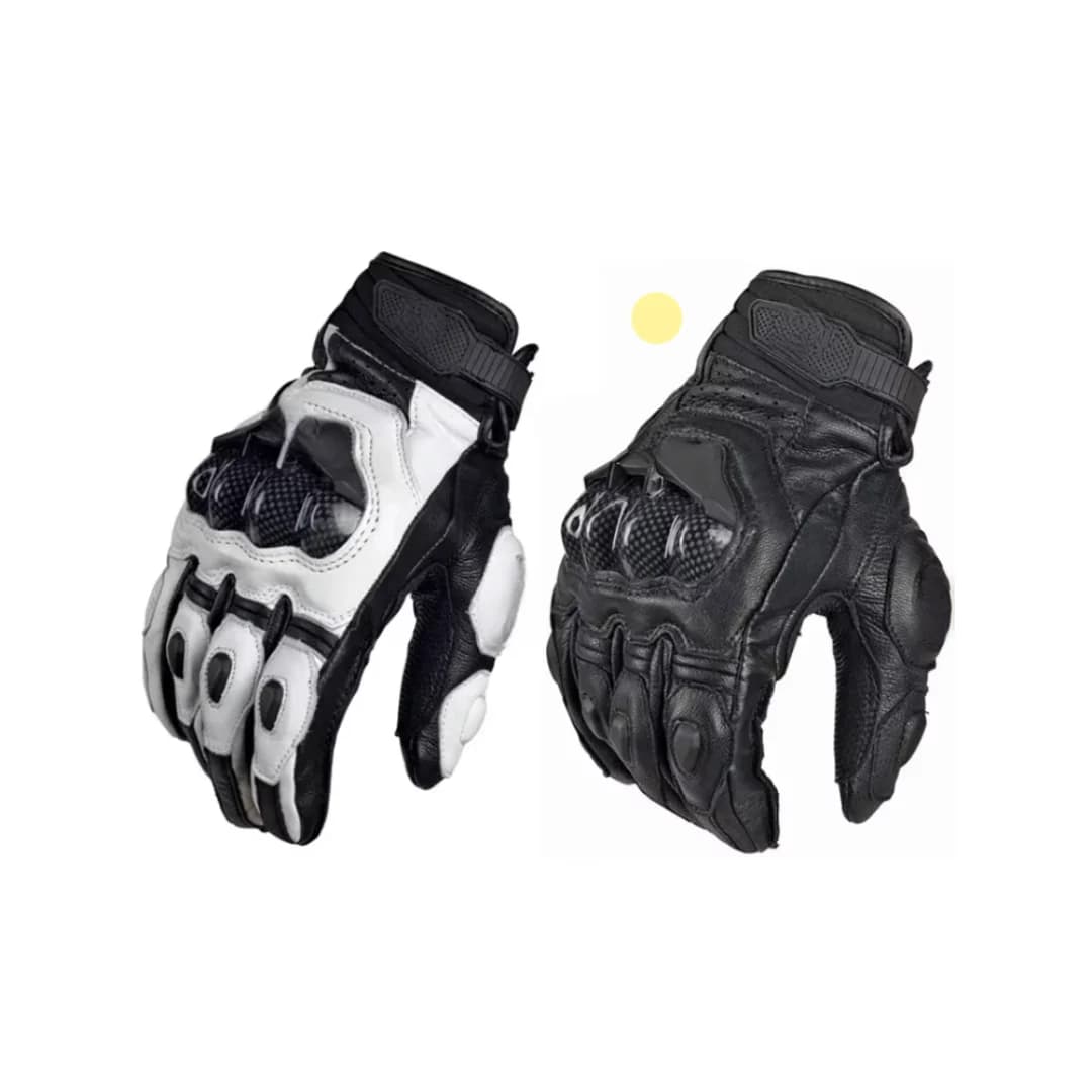 Black Racing Genuine Leather Motorbike White Road Riding Team For Men Summer Winter Motorcycle Gloves
