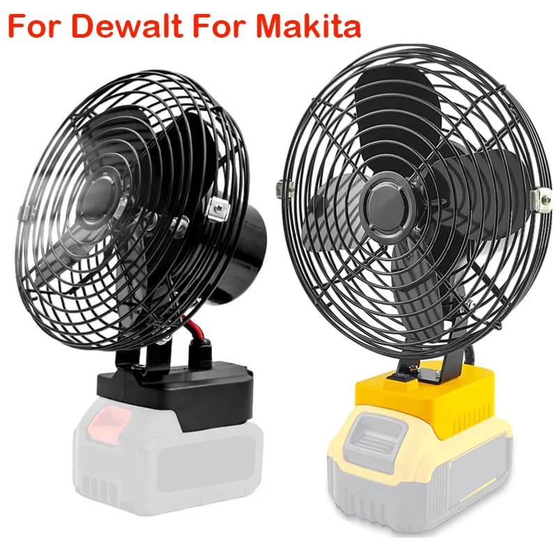 Ventilatore da lavoro portatile per Makita/Dewalt 18V Batteria da campeggio esterna 7 pollici Officina elettrica Cantiere di lavoro Lavoro Vento forte Casa