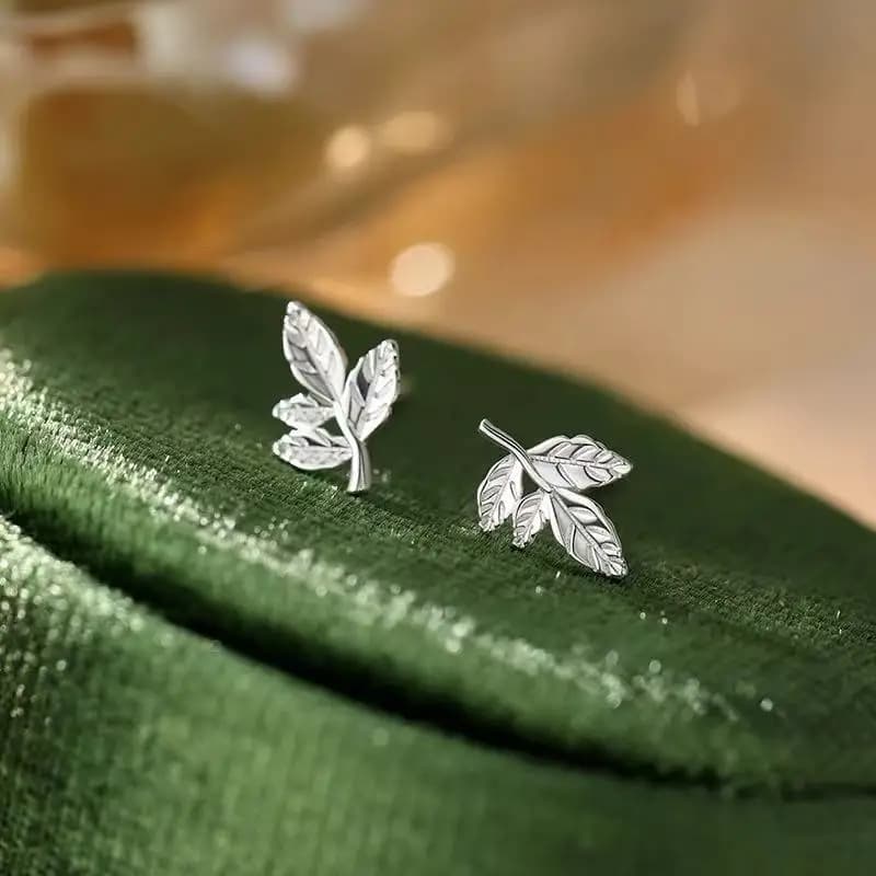 Orecchini a Perno con Foglie in Argento, Gioielli Geometrici alla Moda per Donne, Accessori Trendy per Uso Quotidiano