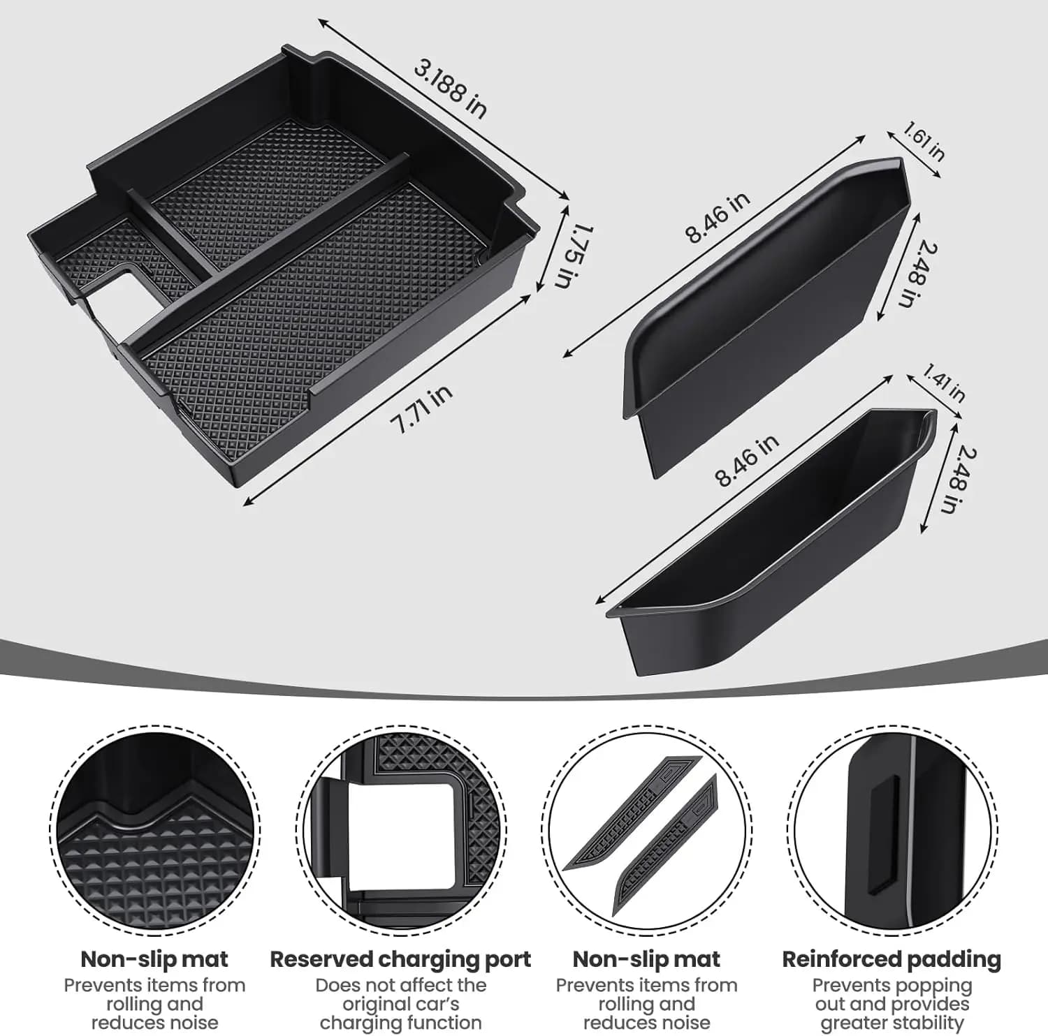 Per Ford Bronco 2025 Car Center Console Organizer Storage Porta anteriore posteriore Maniglia di presa Tasca portaoggetti Vassoio