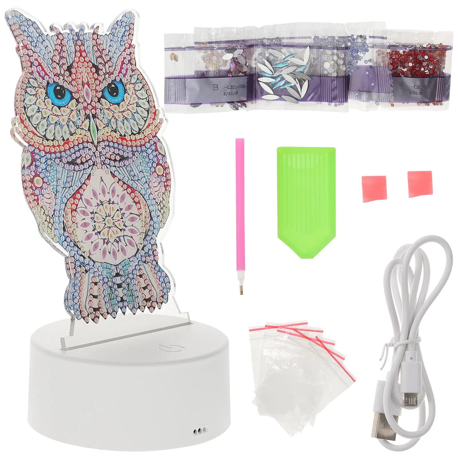 Lampada LED a forma di diamante creativa da 1 pezzo per decorazione notturna fai-da-te per camera da letto, lampada da scrivania in plastica