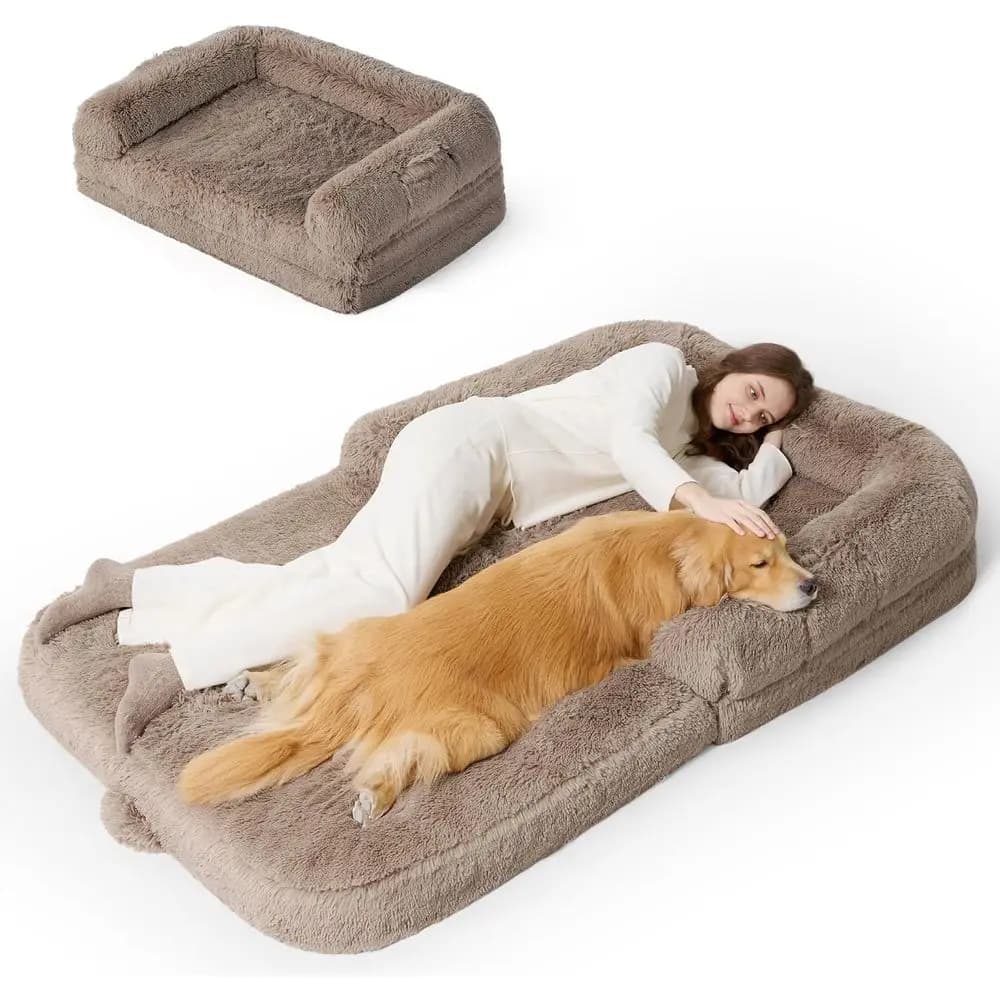 Letto per Cani Gigante 2 in 1 Flessibile con Cuscino di Supporto, Rivestimento Impermeabile, Luce Calmante, Letto Ortopedico