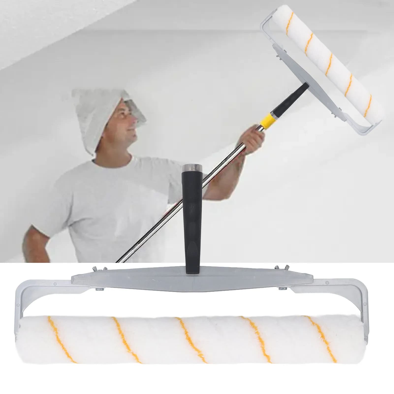Set di coperture per rulli di vernice da 18 pollici Set di pennelli per pittura domestica con estremità staccabile per set di rulli di vernice per finitura del pavimento del soffitto della parete