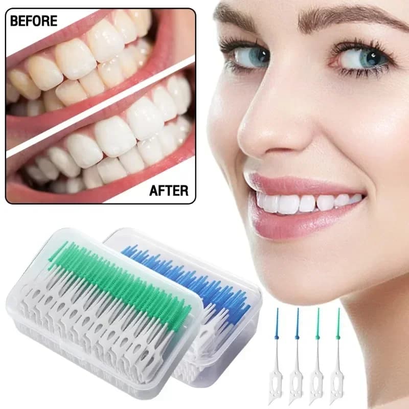 Spazzole interdentali in silicone 40 unità Stuzzicadenti dentali Spazzolino tra i denti Stuzzicadenti in silicone con filo Strumenti per la pulizia orale