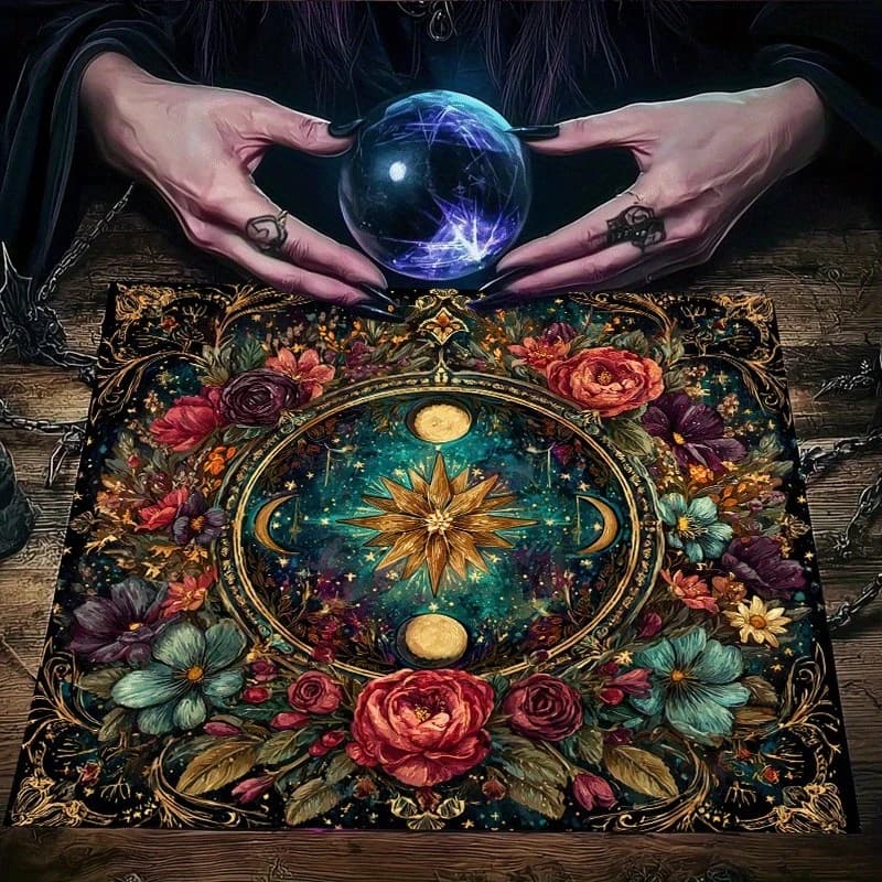 1 tovaglia cosmica da sogno con ghirlanda di stelle e luna, tessuto per altare per divinazione e giochi di carte oracolari, articoli per feste