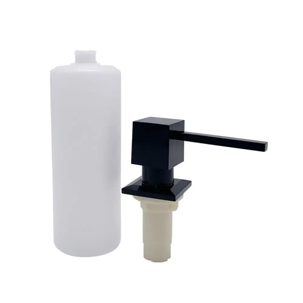 Dispenser di Sapone da Cucina Quadrato Durevole da 350ml con Rotazione a 360° ° Dispenser di Sapone per Lavello a Rotazione Libera, in Lega di Zinco Nera con Pompa Integrata, per Casa