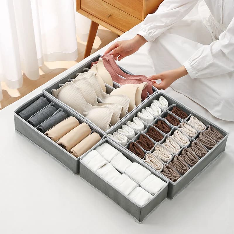 New Folding Box Recyclable Nonwoven Fabric Reinforced to Organize Cabinets and Drawers, Ideal for Intima Linen