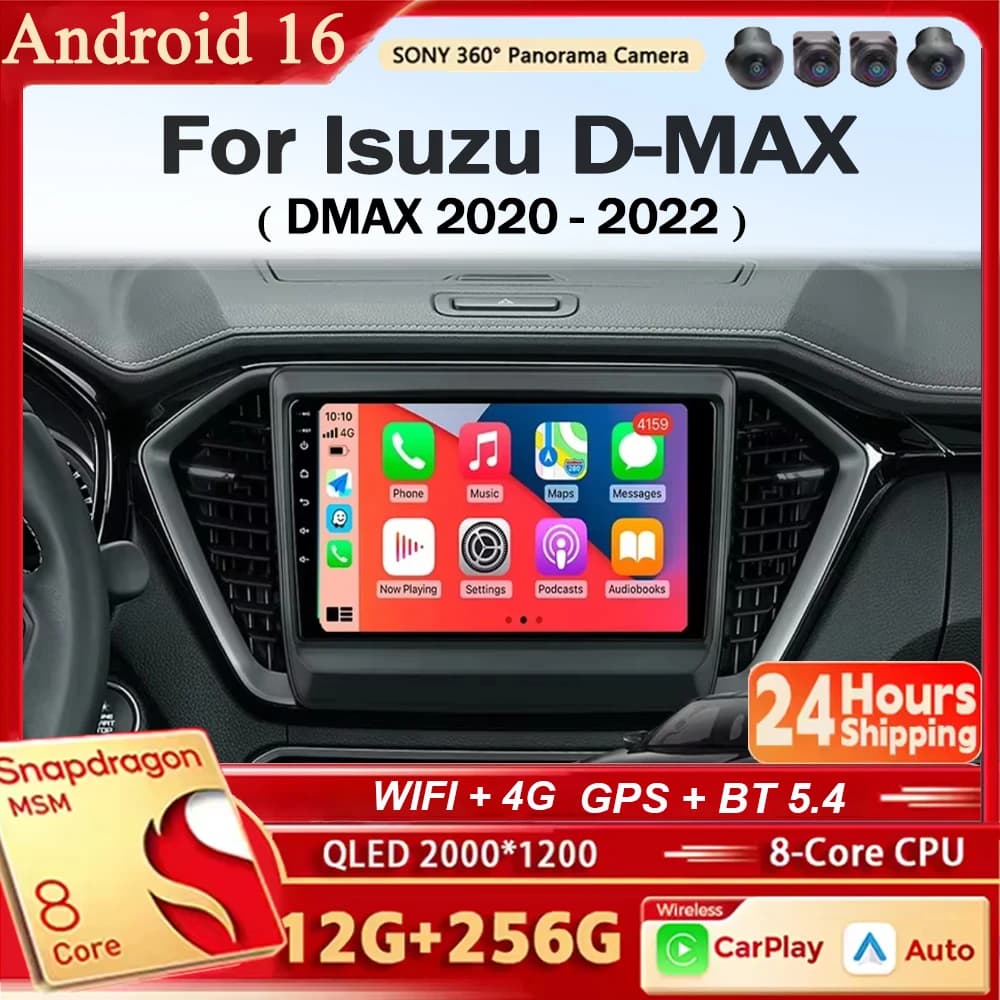 Autoradio Android 16 con Carplay per Isuzu D-MAX DMAX 2020 2021 2022, Lettore Multimediale con Navigazione GPS, Senza DVD 2Din