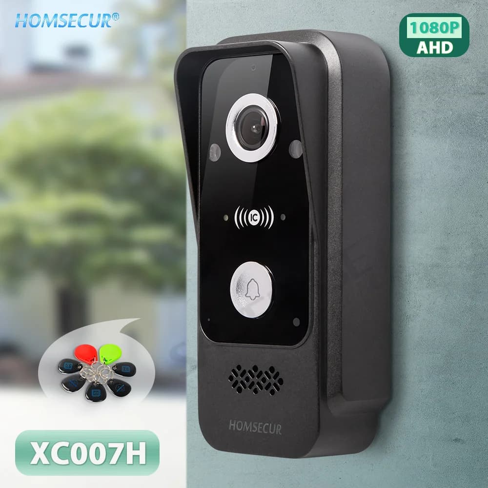 Accesso alla scheda IC 13,56 Mhz con campanello HD IP65 a 4 fili 120 ° Angolo di visione per citofono campanello video HOMSECUR 1080P Tuya WIFI