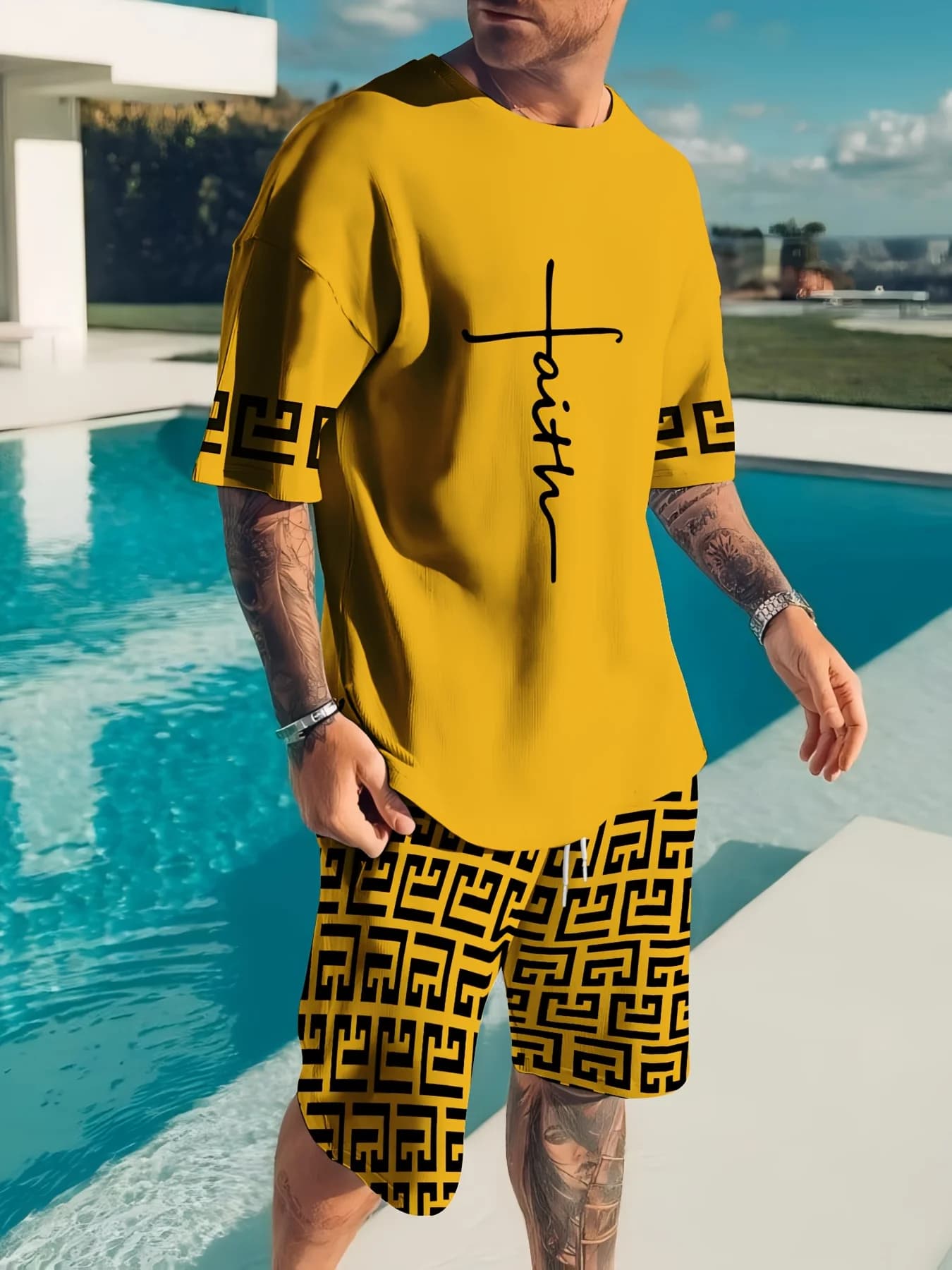 Set di t-shirt e pantaloncini a maniche corte da uomo, stampa 3D, moda casual, stile classico, estivo, fresco e traspirante