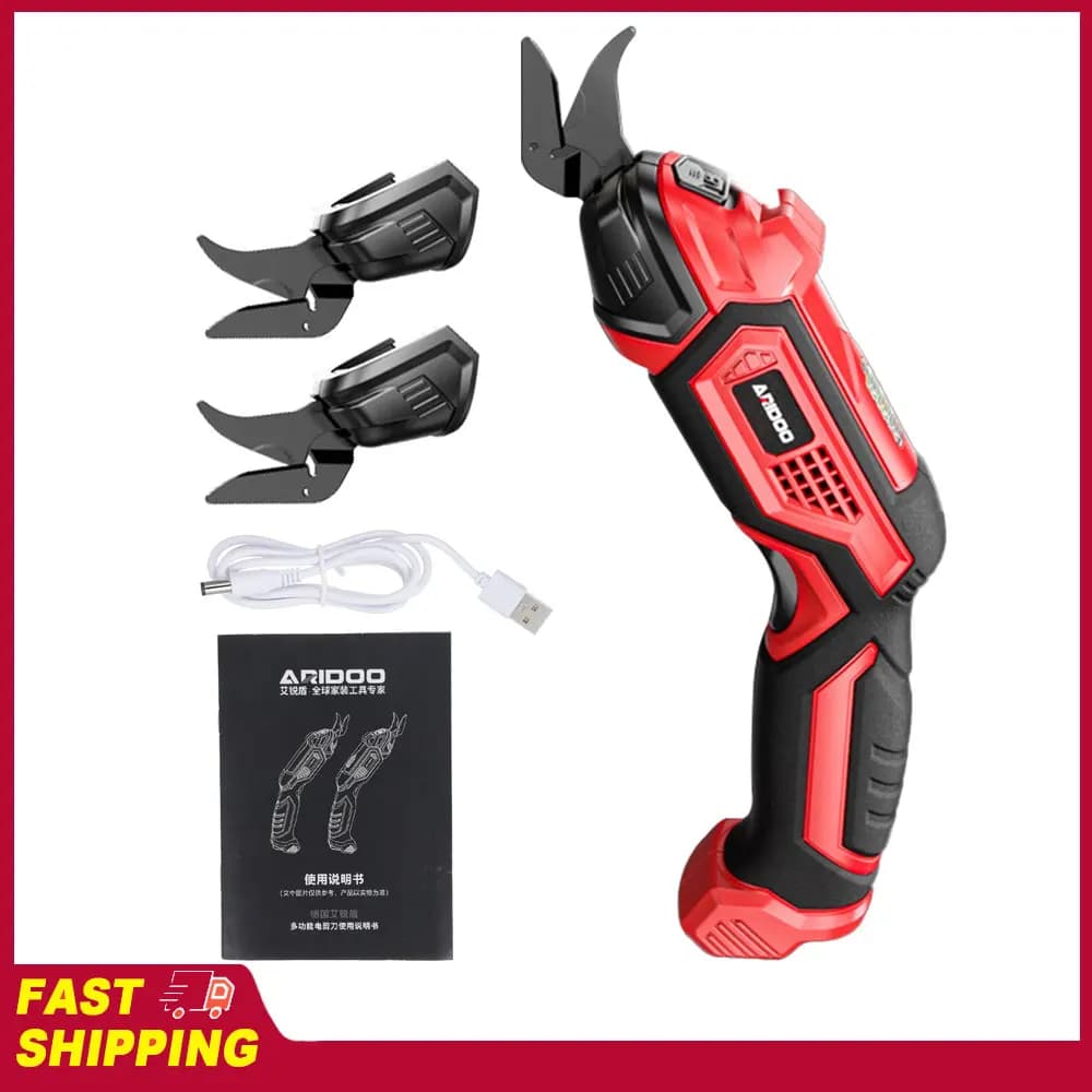 Forbici Elettriche Portatili per Tessuti, Pelle, Tappeti, PVC e Cartone, Taglierina Senza Fili 4.2V con Batteria da 2000mAh e Luce LED