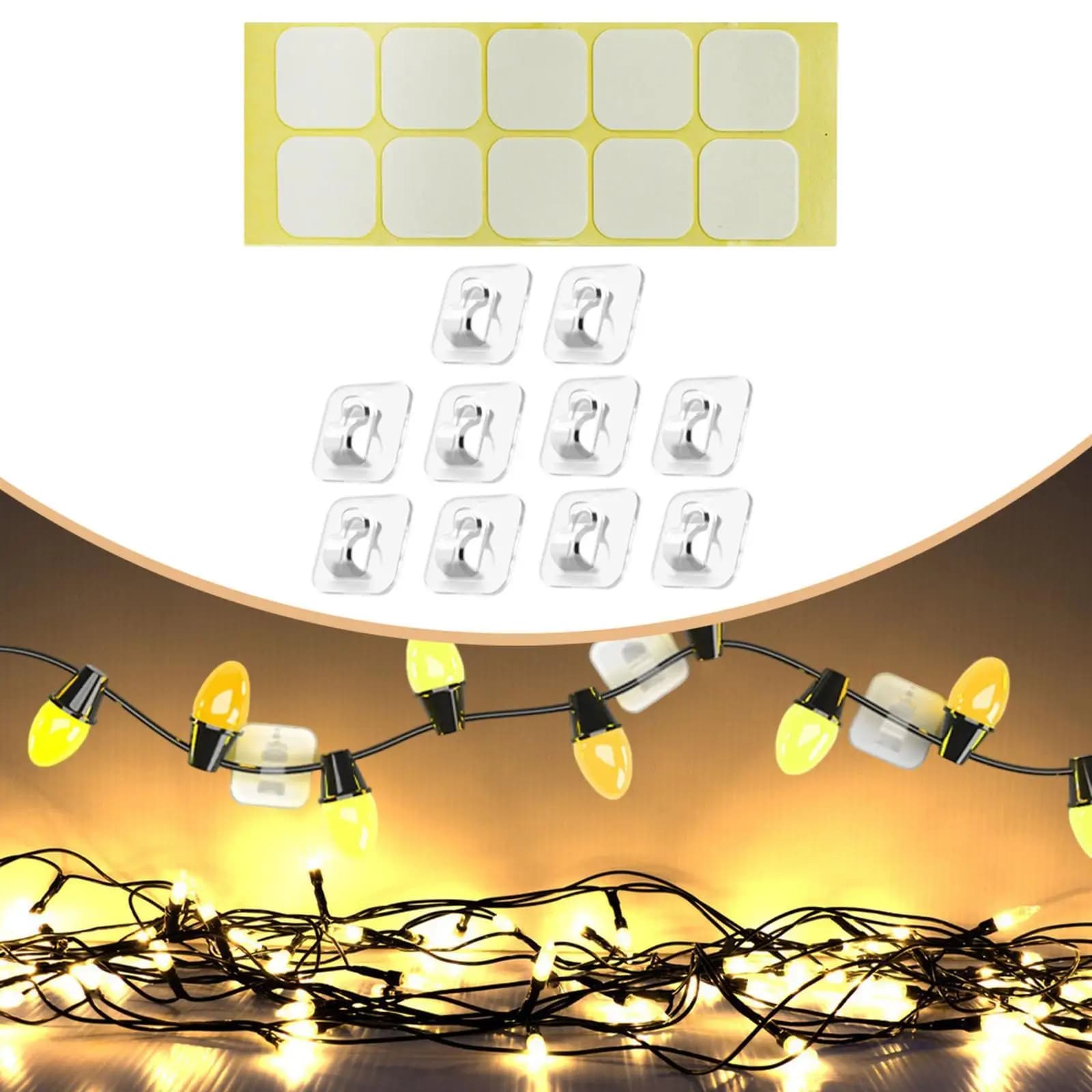 Clip Adesivi Salvaspazio per Cavi, Supporti Trasparenti per Fili Elettrici, per Luci di Natale, Casa, Ufficio, Sotto Scrivania