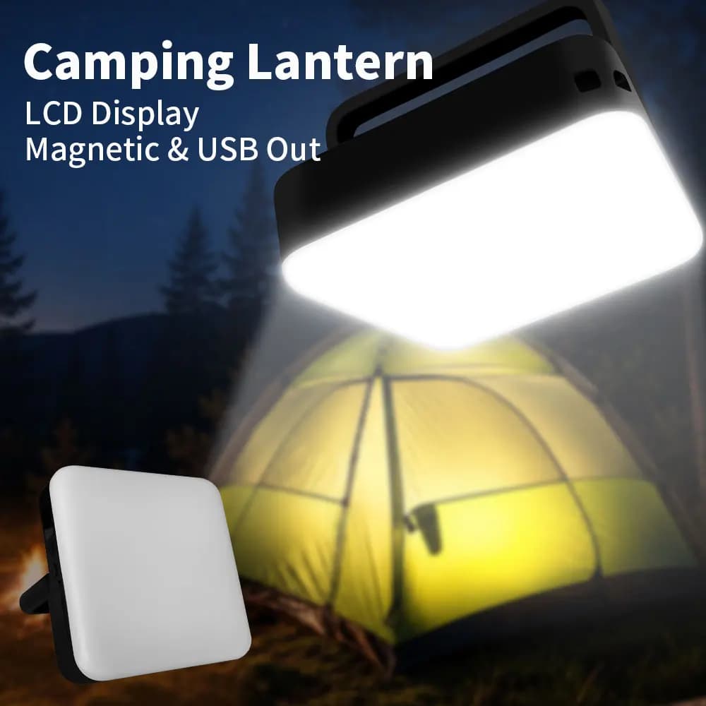 10000mAh Camping Lantern Power Bank Flashlight Magnetic Hanging Lamp Waterproof Dimmable Light for Tent Fishing Repair SOS Use