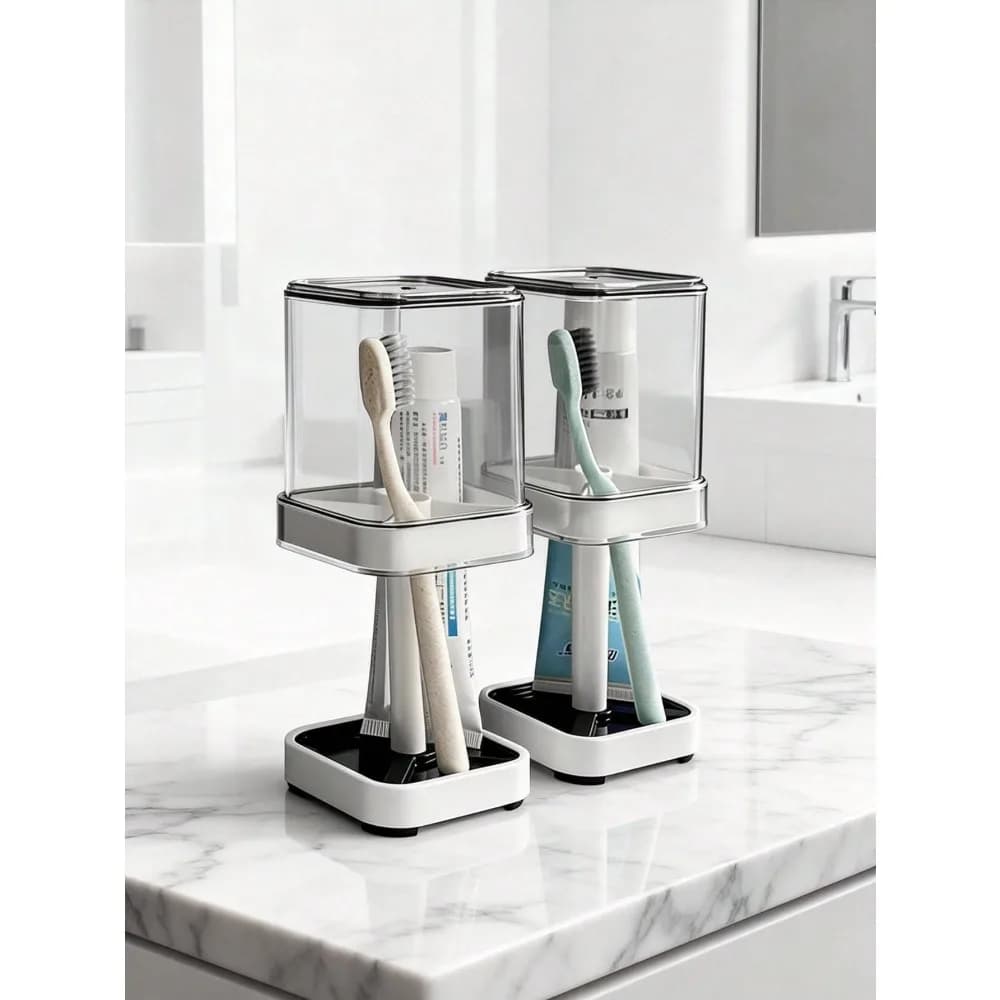 Organizzatore per spazzolini da denti tutto in uno: 3 scomparti antiscivolo per spazzolini elettrici/manuali, dentifricio ed articoli essenziali. Organizza il tuo ripiano del bagno!