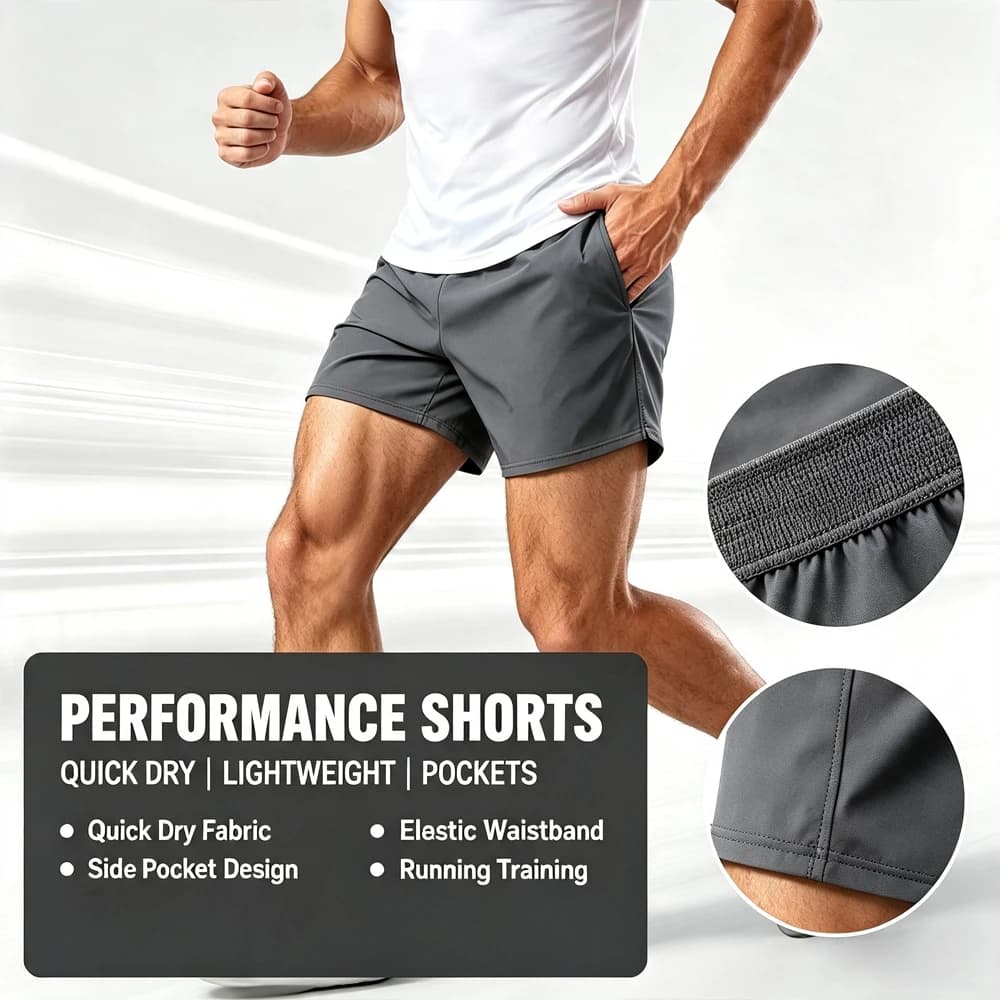 1Pcs Lightweight Breathable Fitness Shorts for Outdoor Running and Summer Gym Training with Stretchable Comfort Waistband