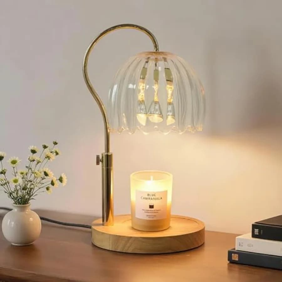 Candle Warmer Lamp with Timer and Dimmer Height Adjustable Electric Candle Lamp Warmer for Scented Jar Candles with 2 Bulbs Mod