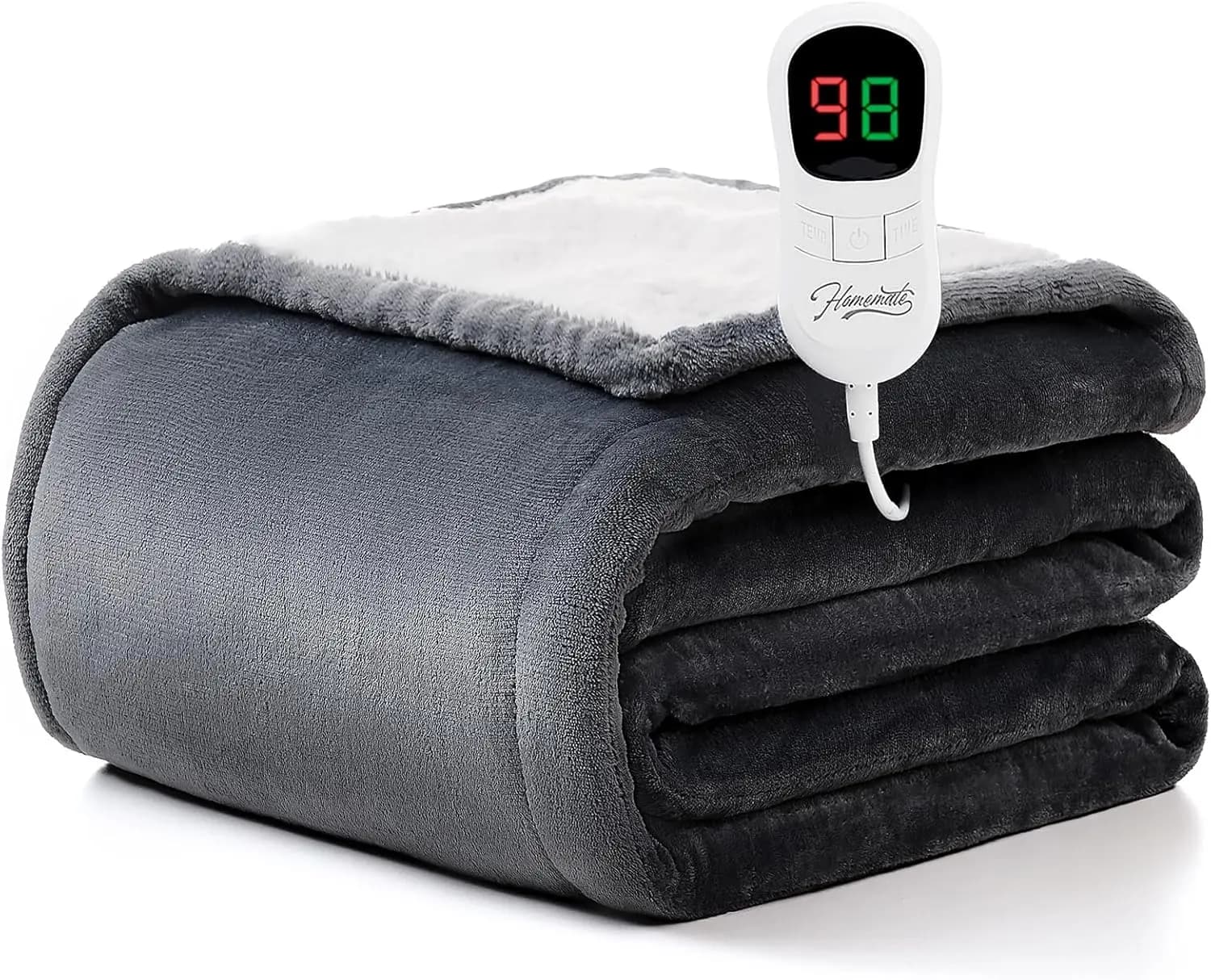 Coperta riscaldata elettrica doppia misura 62x84 pollici con timer di spegnimento automatico e 10 livelli di calore per un calore sicuro