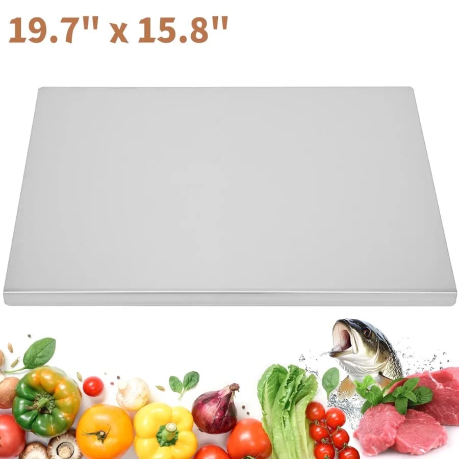 19.7" x 15.8" Stainless Steel Cutting Boards for Kitchen Chopping Boards with Lip Pastry Board for Countertop Cutting Meats Fru
