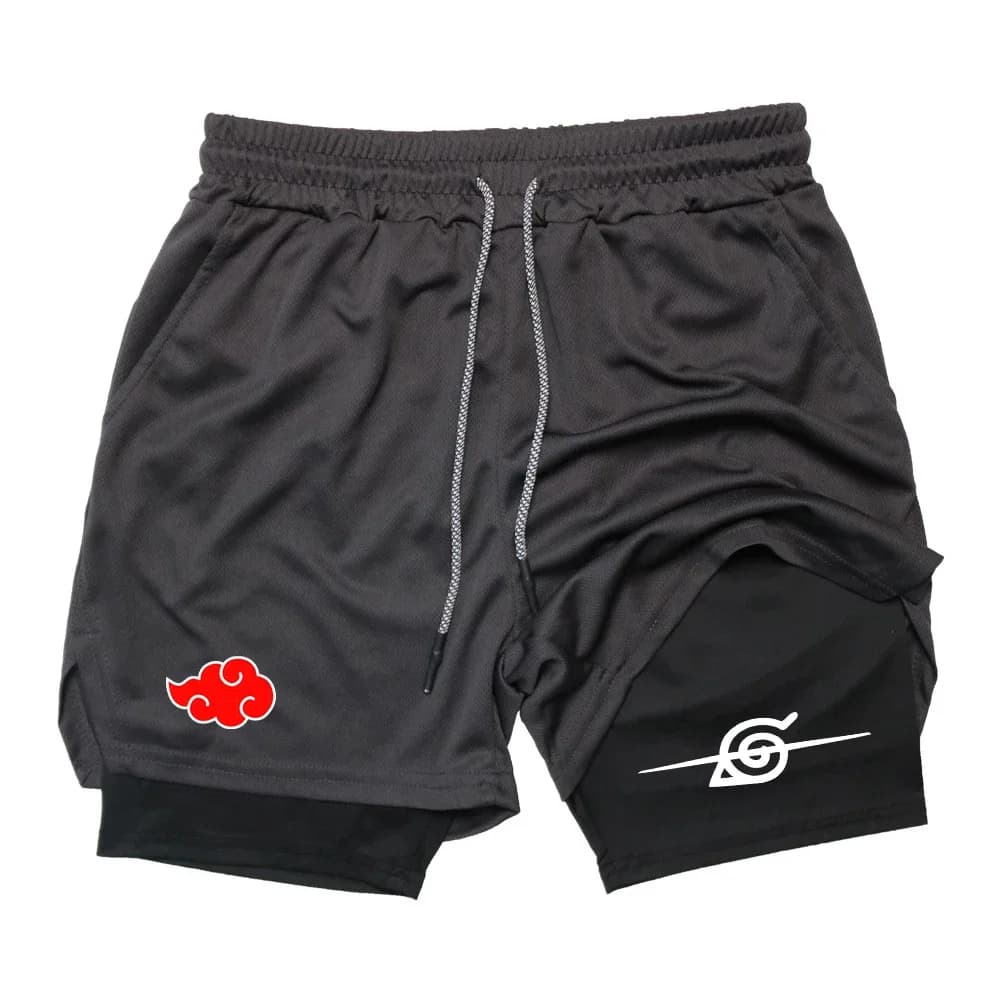 Pantaloncini da uomo a doppio strato con stampa anime, per palestra, allenamento, sport, multi-performance, ad asciugatura rapida, per jogging, modello Towel Pants, taglie M-3XL